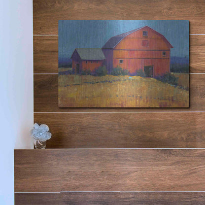 Luxe Metal Art 'Colorful Barn View I' by Tim O'Toole, Metal Wall Art,16x12