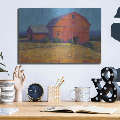 Luxe Metal Art 'Colorful Barn View I' by Tim O'Toole, Metal Wall Art,16x12