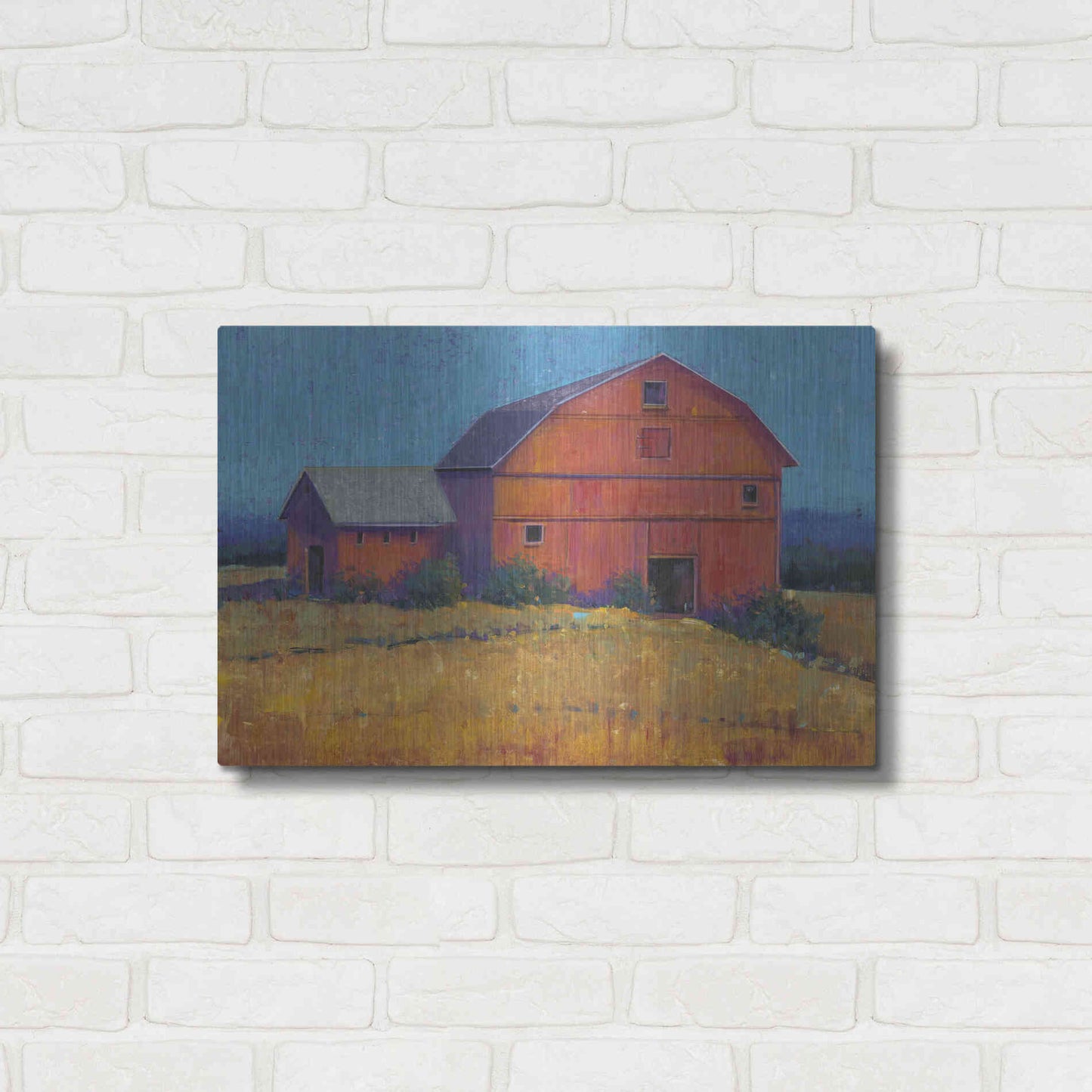 Luxe Metal Art 'Colorful Barn View I' by Tim O'Toole, Metal Wall Art,24x16