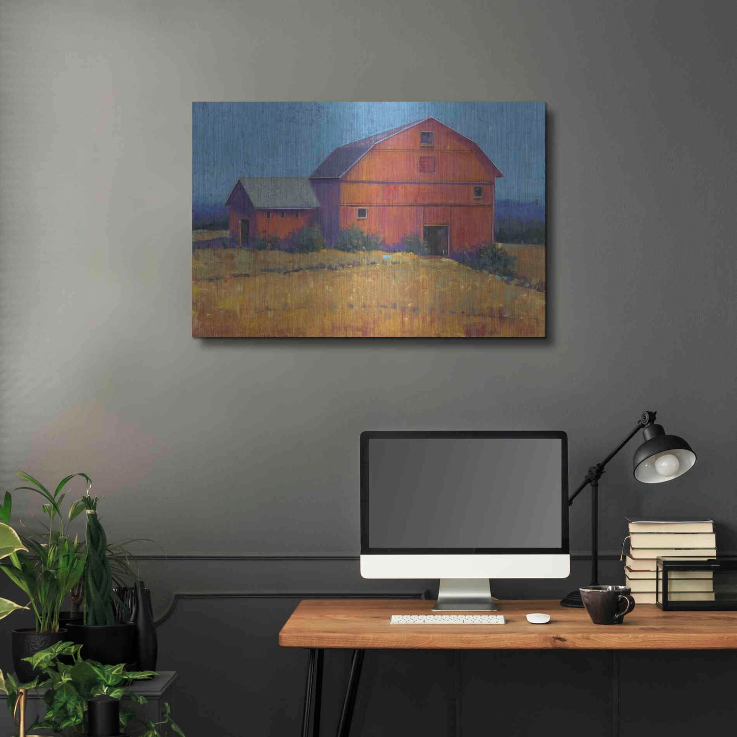 Luxe Metal Art 'Colorful Barn View I' by Tim O'Toole, Metal Wall Art,36x24