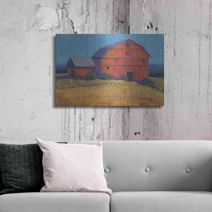 Luxe Metal Art 'Colorful Barn View I' by Tim O'Toole, Metal Wall Art,36x24