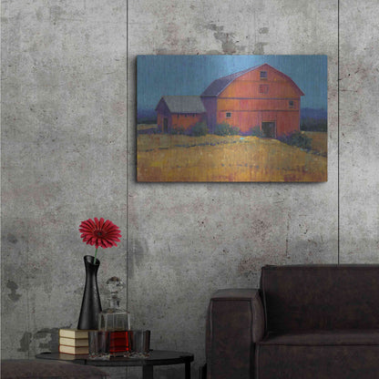 Luxe Metal Art 'Colorful Barn View I' by Tim O'Toole, Metal Wall Art,36x24