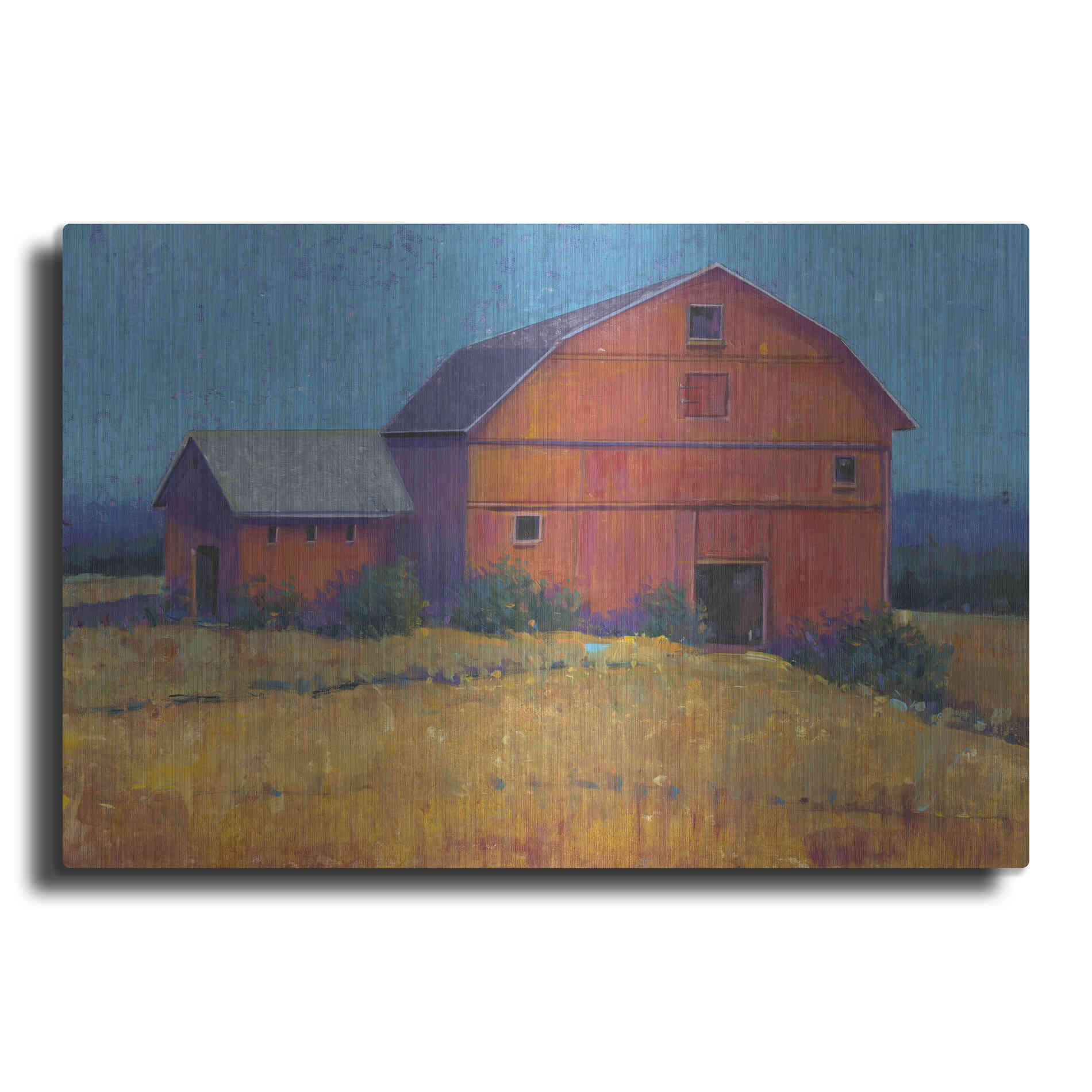 Luxe Metal Art 'Colorful Barn View I' by Tim O'Toole, Metal Wall Art