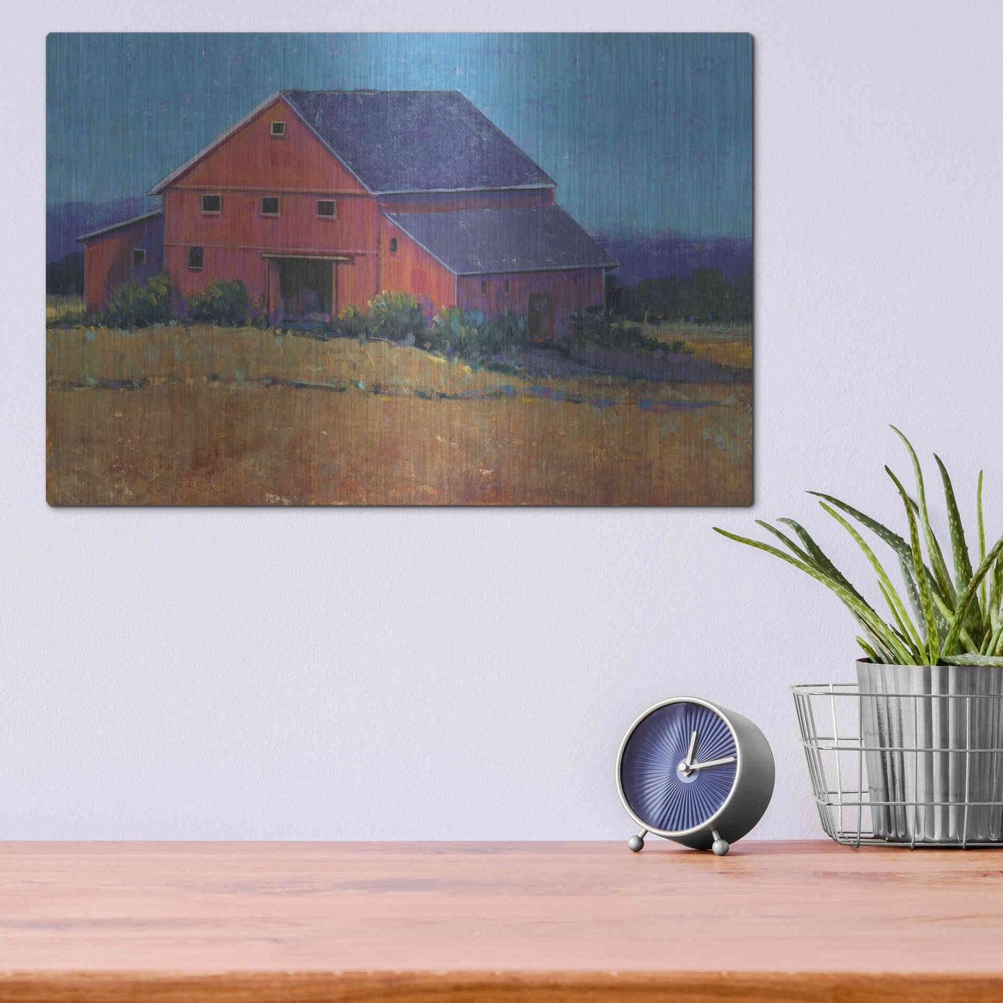 Luxe Metal Art 'Colorful Barn View II' by Tim O'Toole, Metal Wall Art,16x12