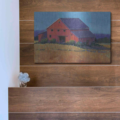 Luxe Metal Art 'Colorful Barn View II' by Tim O'Toole, Metal Wall Art,16x12