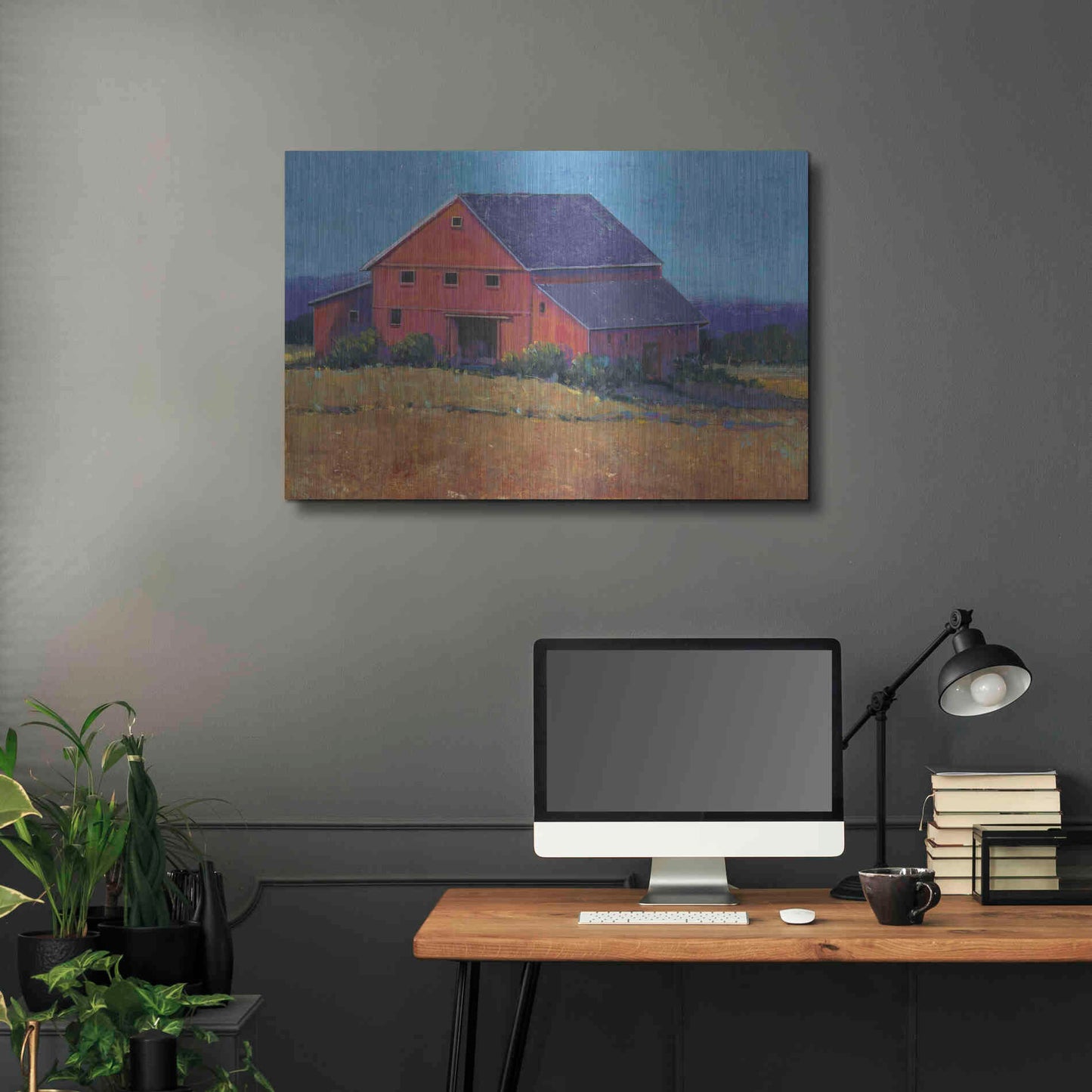 Luxe Metal Art 'Colorful Barn View II' by Tim O'Toole, Metal Wall Art,36x24