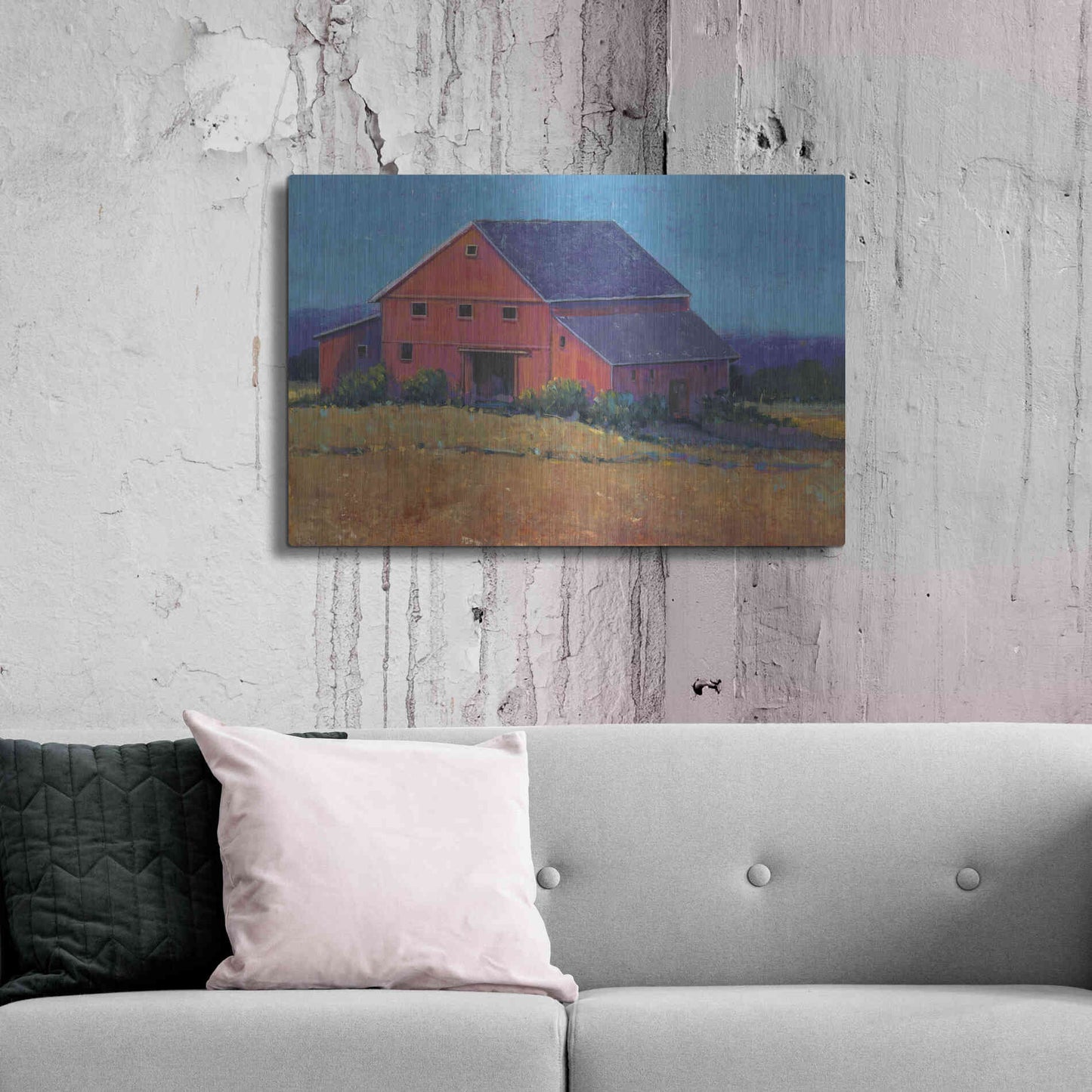 Luxe Metal Art 'Colorful Barn View II' by Tim O'Toole, Metal Wall Art,36x24