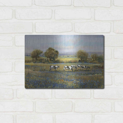 Luxe Metal Art 'Field of Cattle I' by Tim O'Toole, Metal Wall Art,16x12