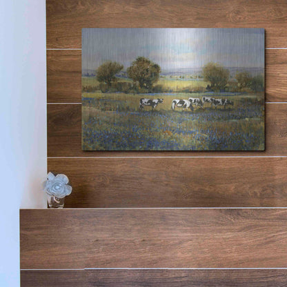 Luxe Metal Art 'Field of Cattle I' by Tim O'Toole, Metal Wall Art,16x12