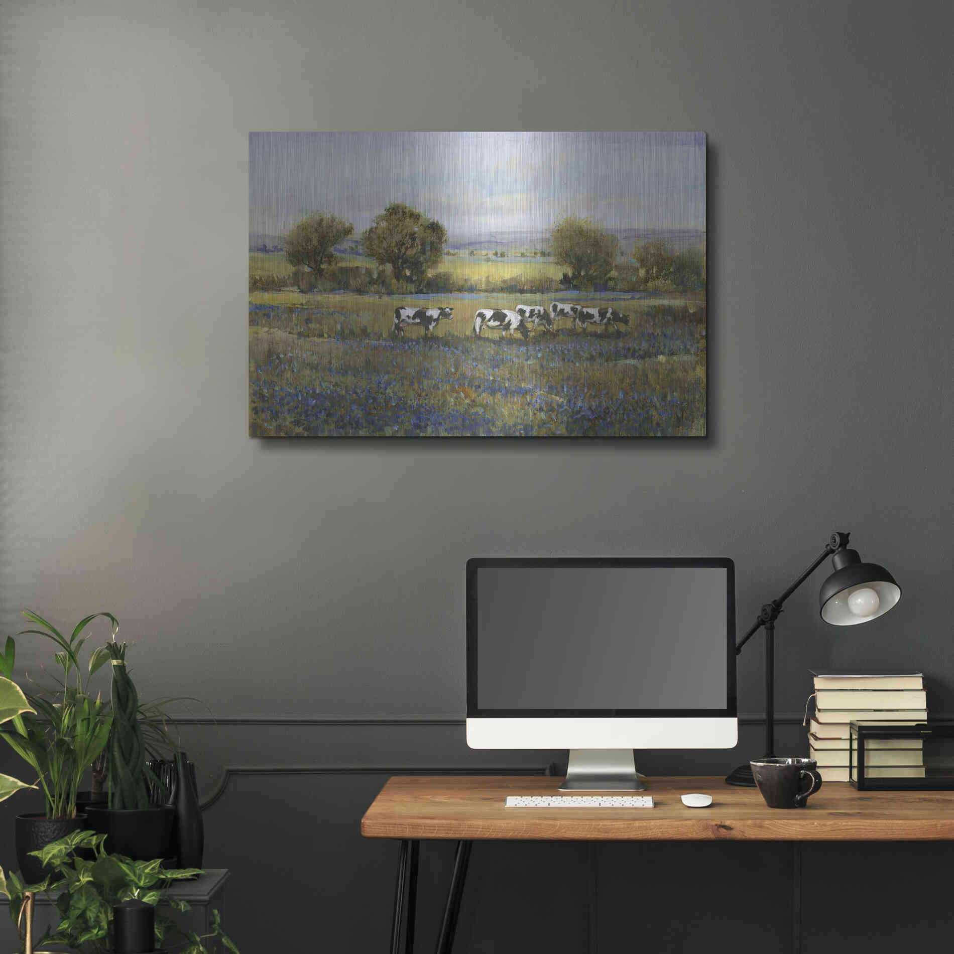 Luxe Metal Art 'Field of Cattle I' by Tim O'Toole, Metal Wall Art,36x24