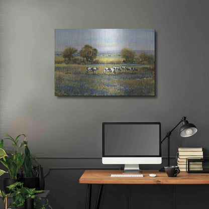 Luxe Metal Art 'Field of Cattle I' by Tim O'Toole, Metal Wall Art,36x24