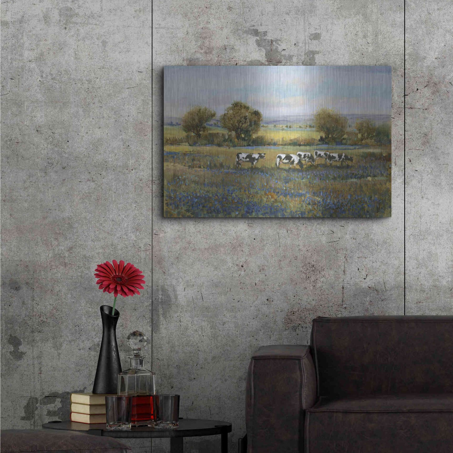 Luxe Metal Art 'Field of Cattle I' by Tim O'Toole, Metal Wall Art,36x24