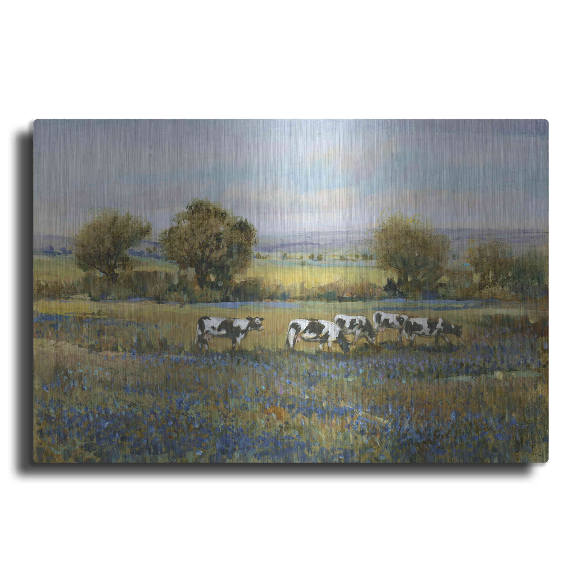 Luxe Metal Art 'Field of Cattle I' by Tim O'Toole, Metal Wall Art