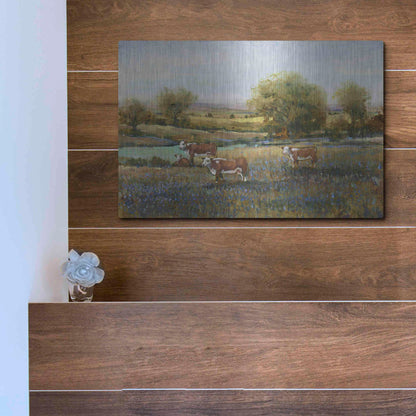 Luxe Metal Art 'Field of Cattle II' by Tim O'Toole, Metal Wall Art,16x12