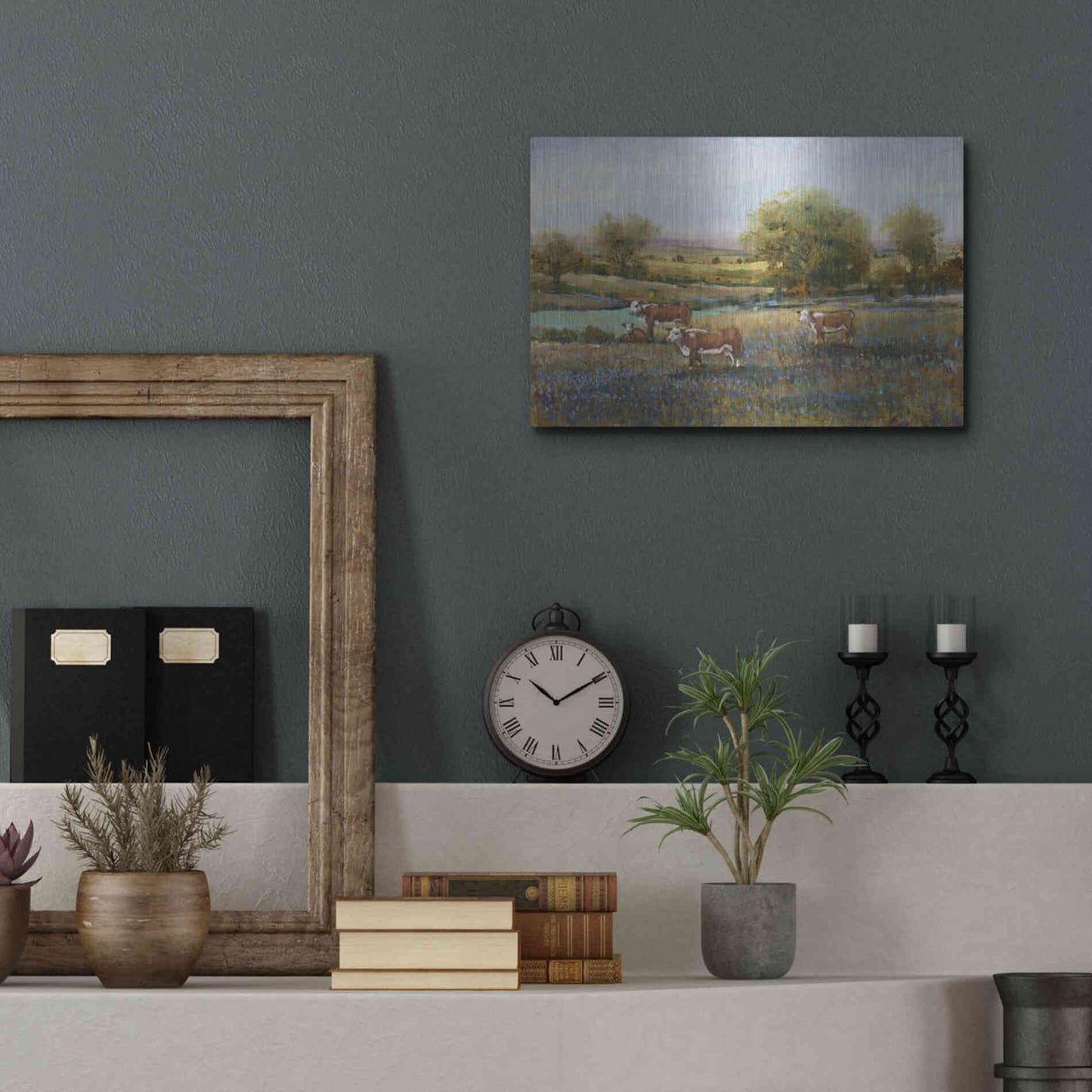 Luxe Metal Art 'Field of Cattle II' by Tim O'Toole, Metal Wall Art,16x12