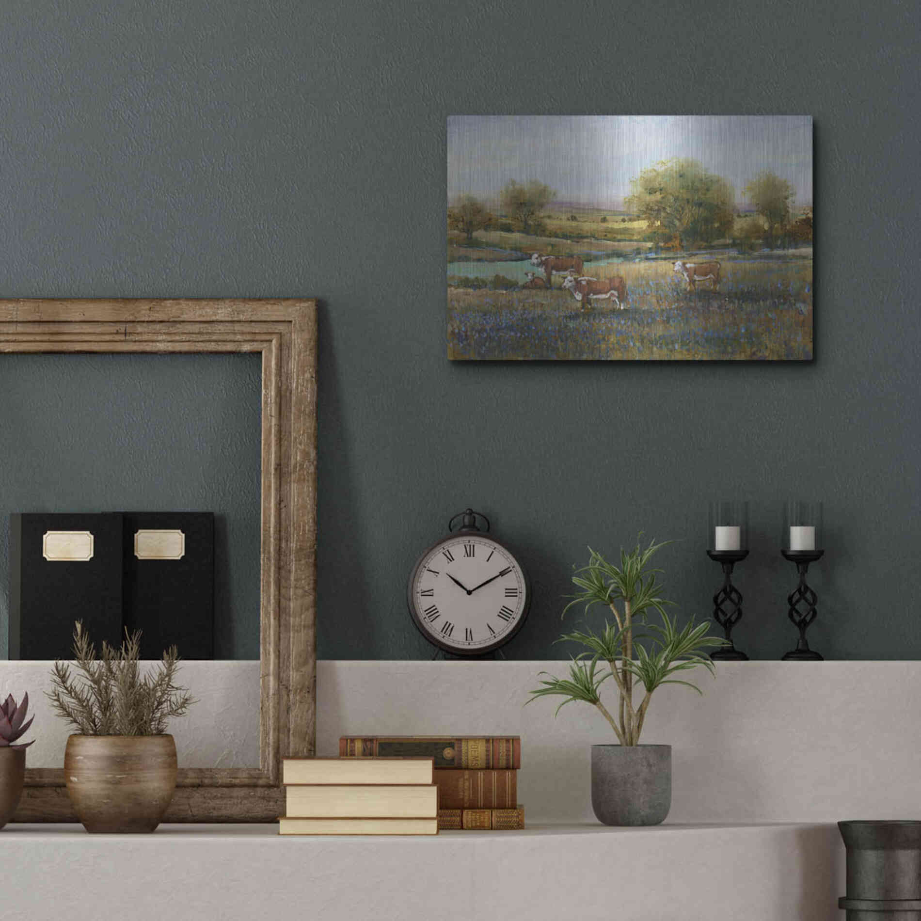 Luxe Metal Art 'Field of Cattle II' by Tim O'Toole, Metal Wall Art,16x12