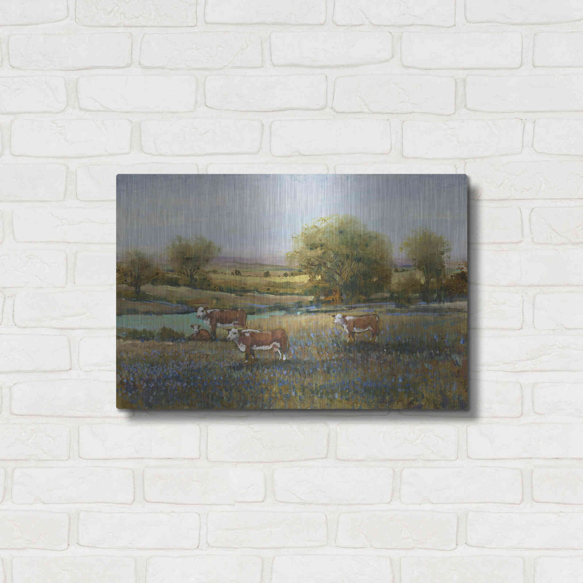 Luxe Metal Art 'Field of Cattle II' by Tim O'Toole, Metal Wall Art,24x16