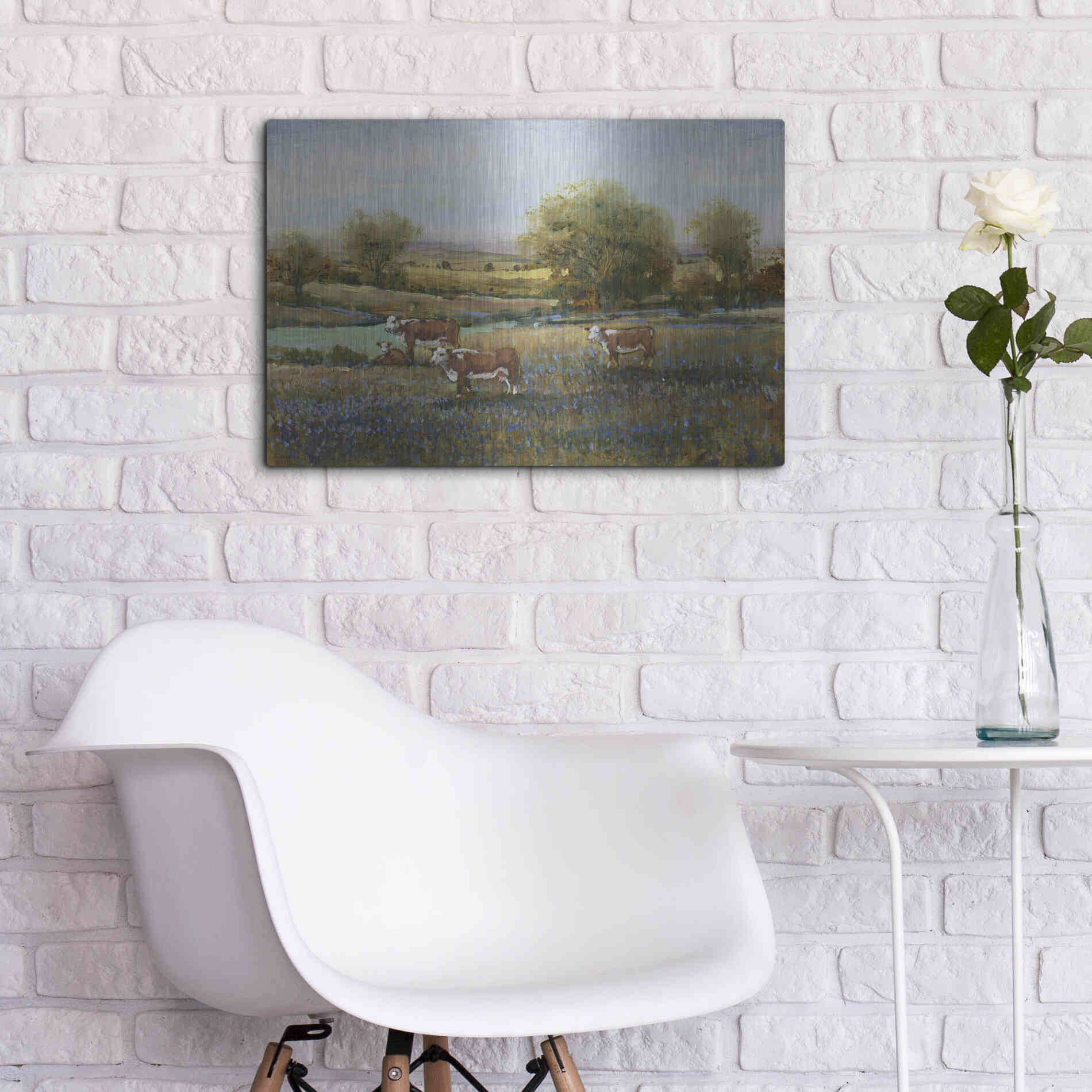 Luxe Metal Art 'Field of Cattle II' by Tim O'Toole, Metal Wall Art,24x16