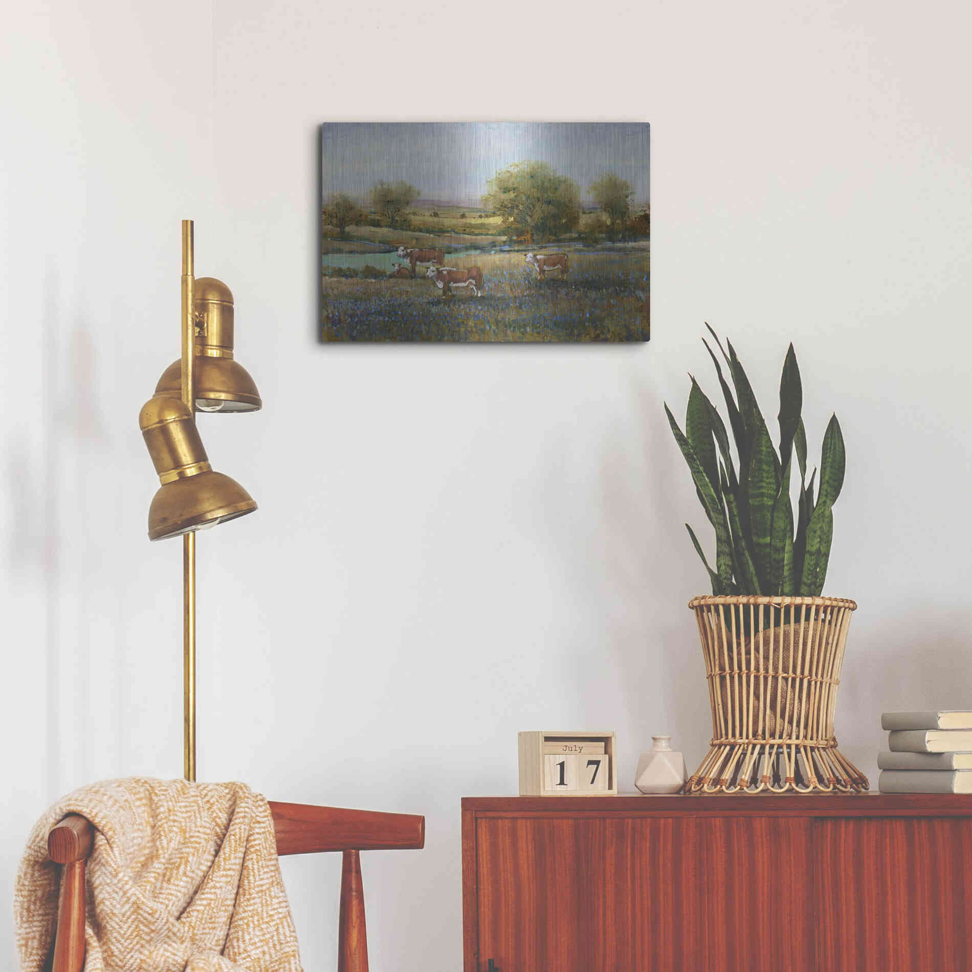 Luxe Metal Art 'Field of Cattle II' by Tim O'Toole, Metal Wall Art,24x16