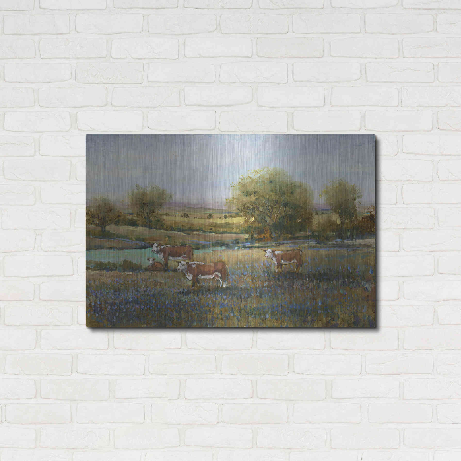 Luxe Metal Art 'Field of Cattle II' by Tim O'Toole, Metal Wall Art,36x24