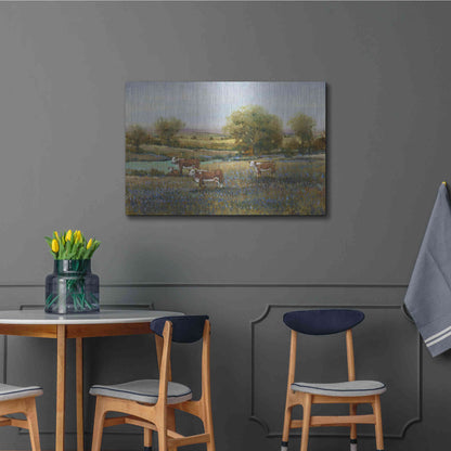 Luxe Metal Art 'Field of Cattle II' by Tim O'Toole, Metal Wall Art,36x24