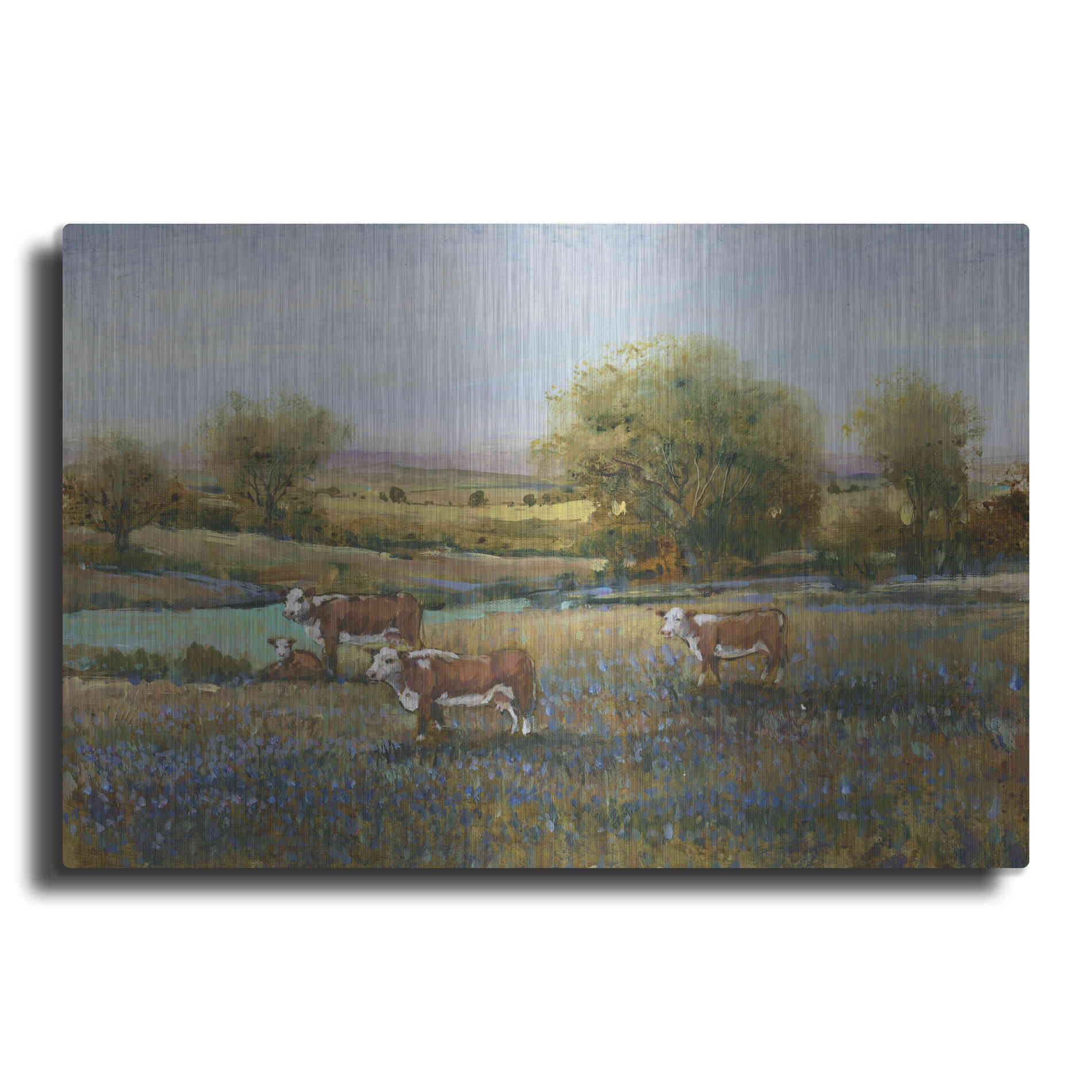 Luxe Metal Art 'Field of Cattle II' by Tim O'Toole, Metal Wall Art