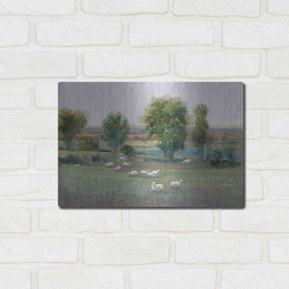Luxe Metal Art 'Field of Sheep I' by Tim O'Toole, Metal Wall Art,16x12