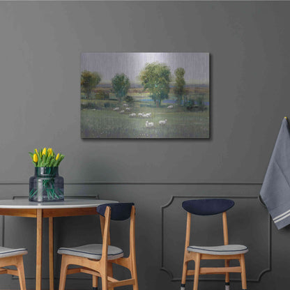 Luxe Metal Art 'Field of Sheep I' by Tim O'Toole, Metal Wall Art,36x24