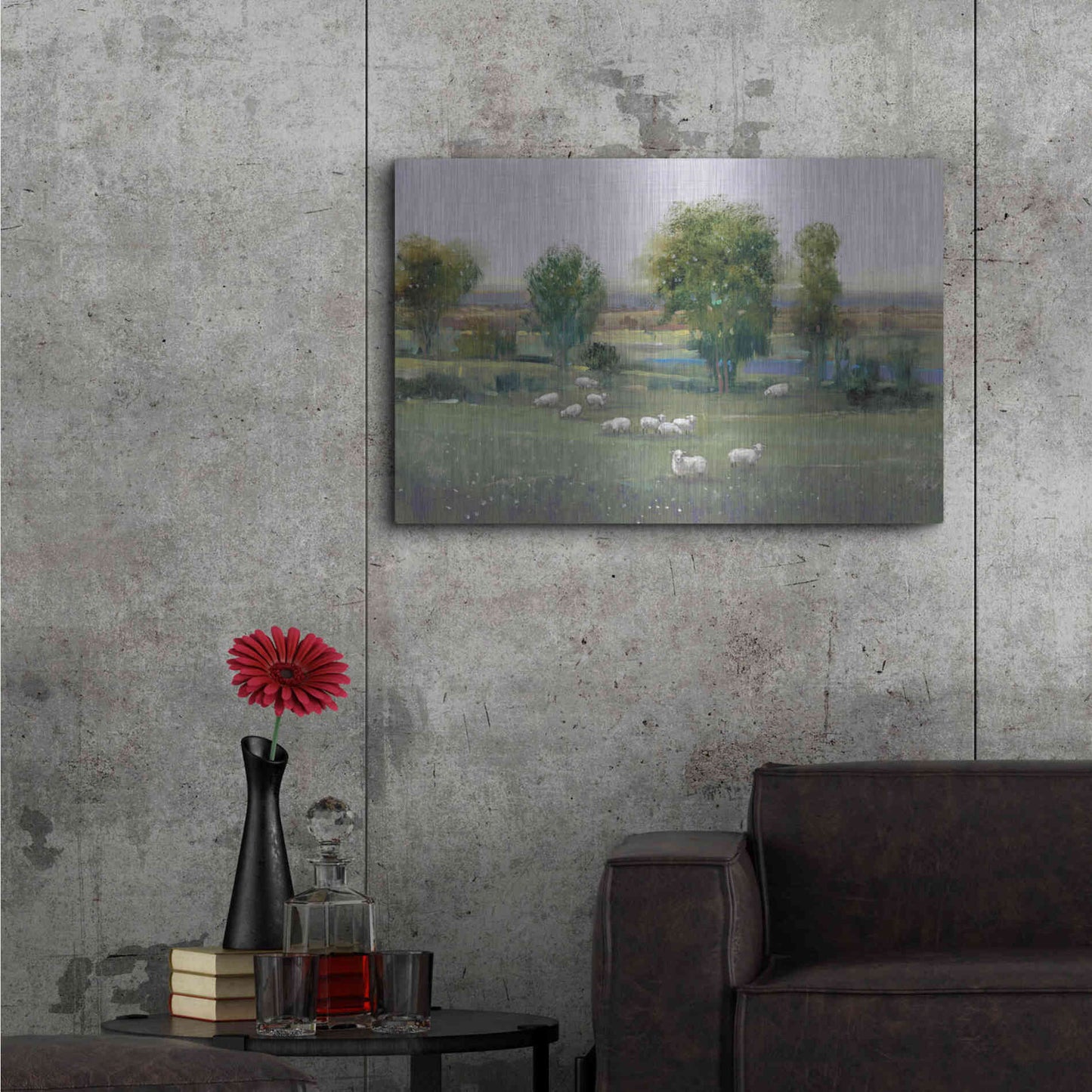 Luxe Metal Art 'Field of Sheep I' by Tim O'Toole, Metal Wall Art,36x24