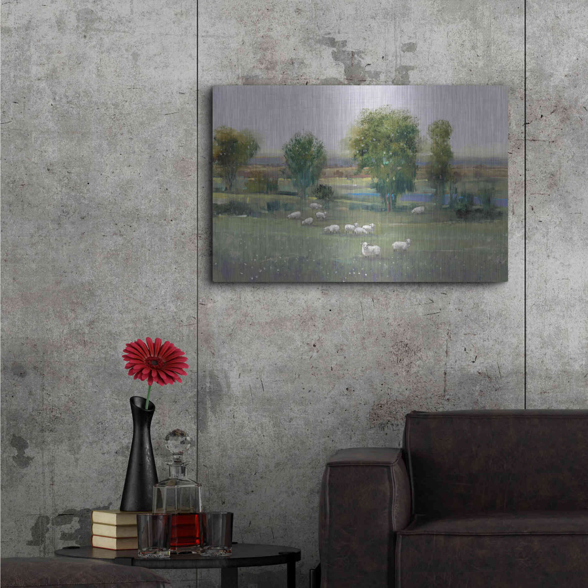 Luxe Metal Art 'Field of Sheep I' by Tim O'Toole, Metal Wall Art,36x24