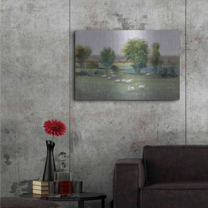 Luxe Metal Art 'Field of Sheep I' by Tim O'Toole, Metal Wall Art,36x24