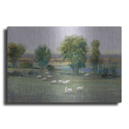 Luxe Metal Art 'Field of Sheep I' by Tim O'Toole, Metal Wall Art