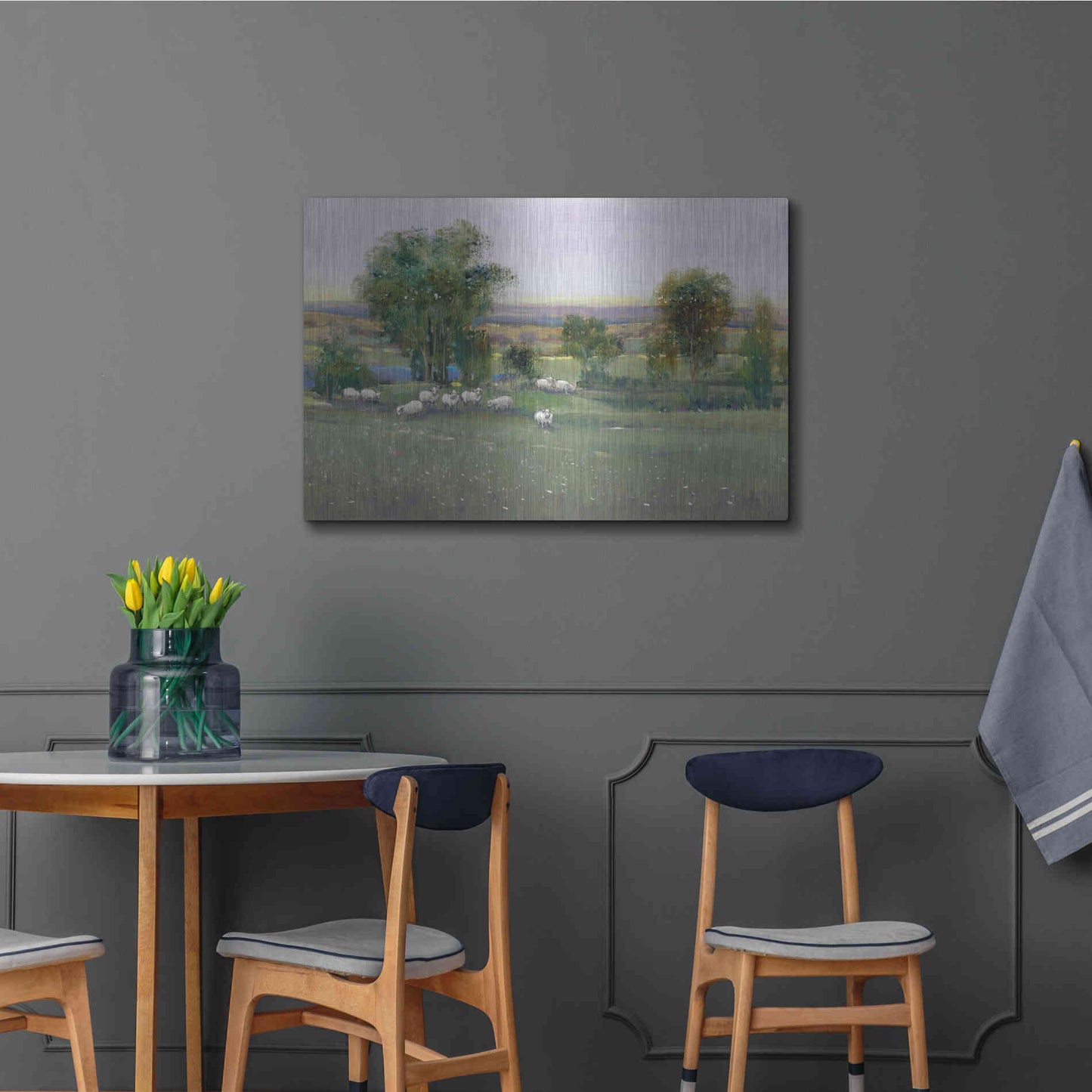 Luxe Metal Art 'Field of Sheep II' by Tim O'Toole, Metal Wall Art,36x24