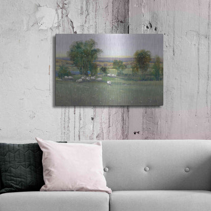 Luxe Metal Art 'Field of Sheep II' by Tim O'Toole, Metal Wall Art,36x24