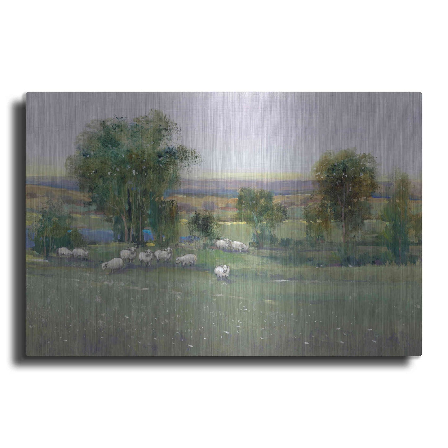 Luxe Metal Art 'Field of Sheep II' by Tim O'Toole, Metal Wall Art