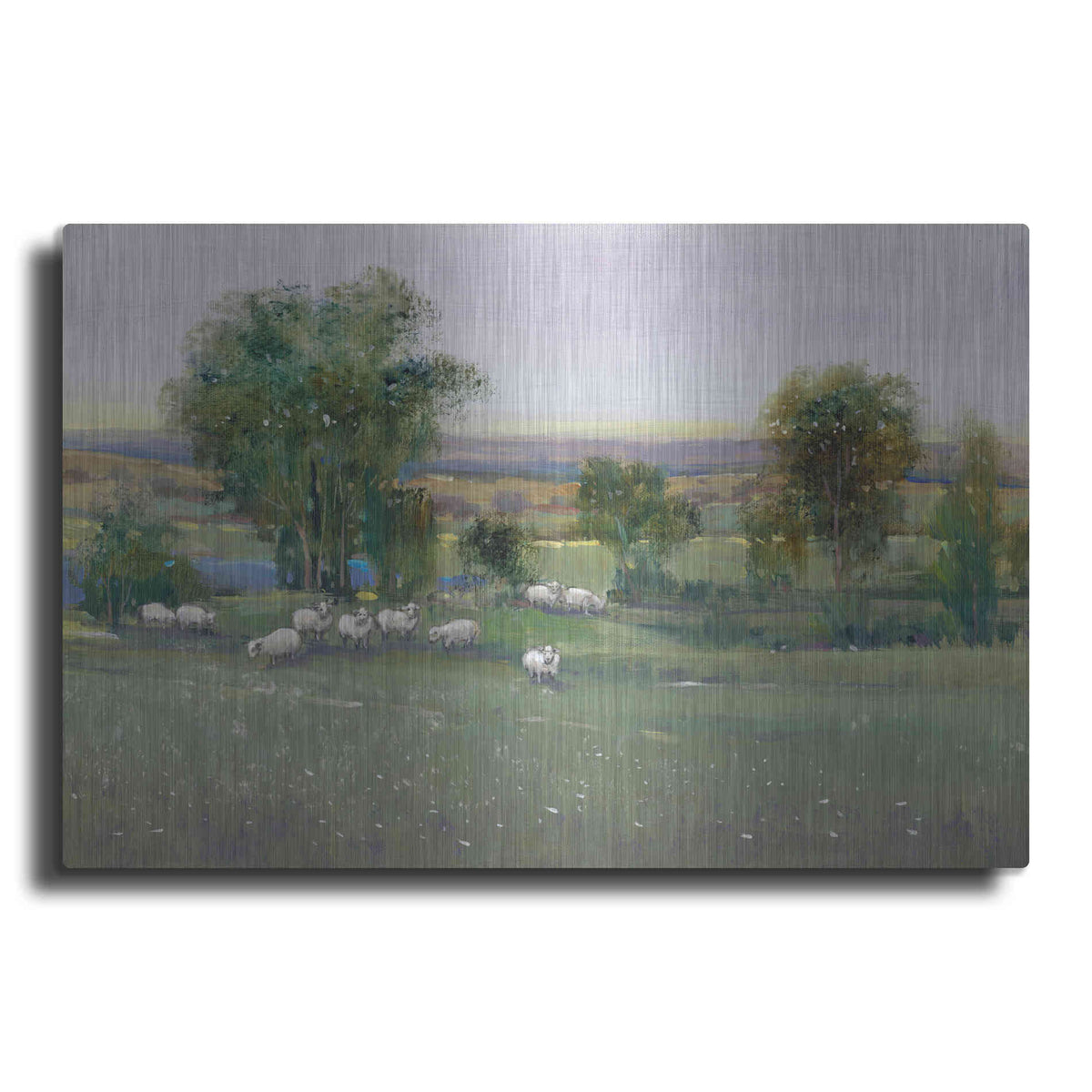 Luxe Metal Art 'Field of Sheep II' by Tim O'Toole, Metal Wall Art