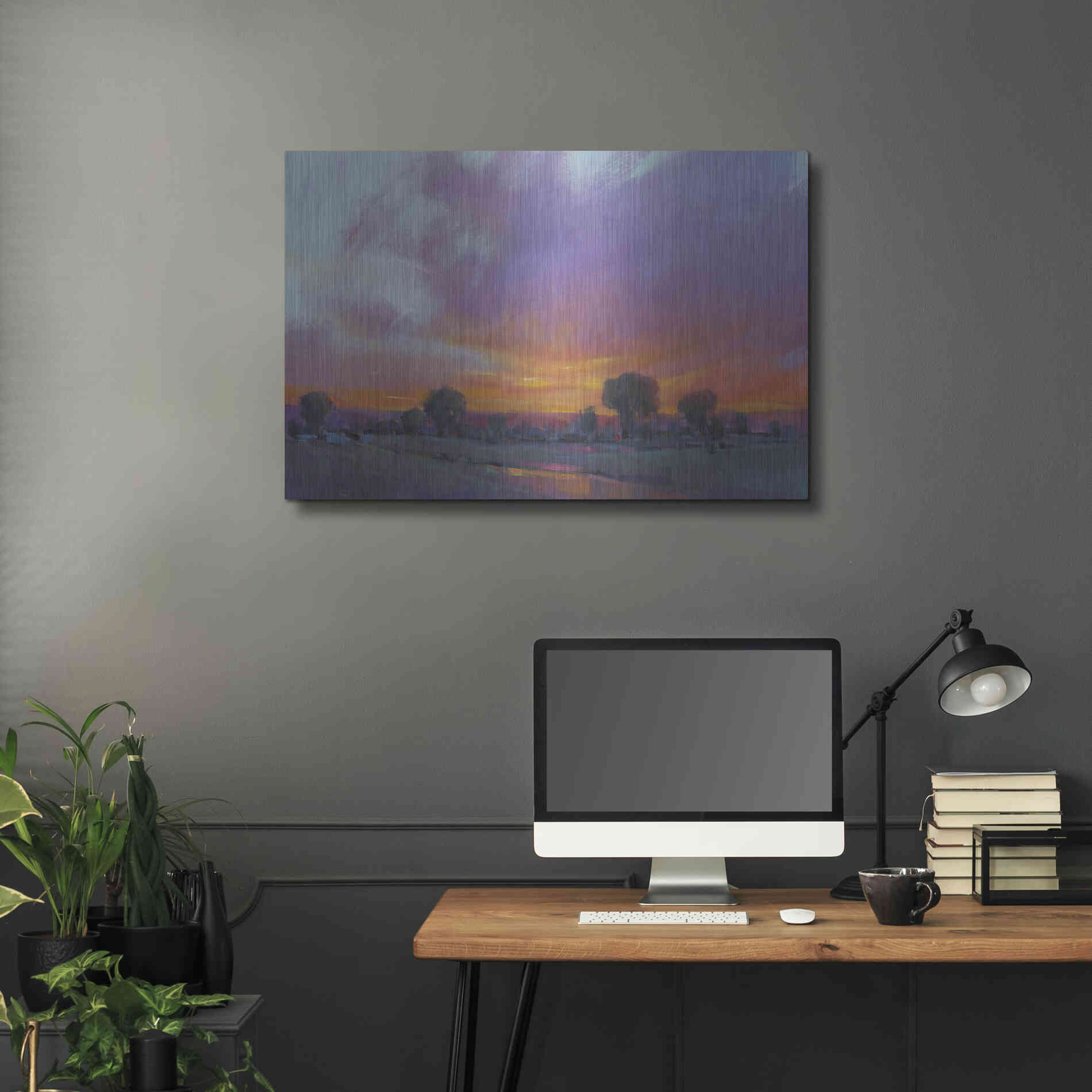 Luxe Metal Art 'Fiery Sunset I' by Tim O'Toole, Metal Wall Art,36x24