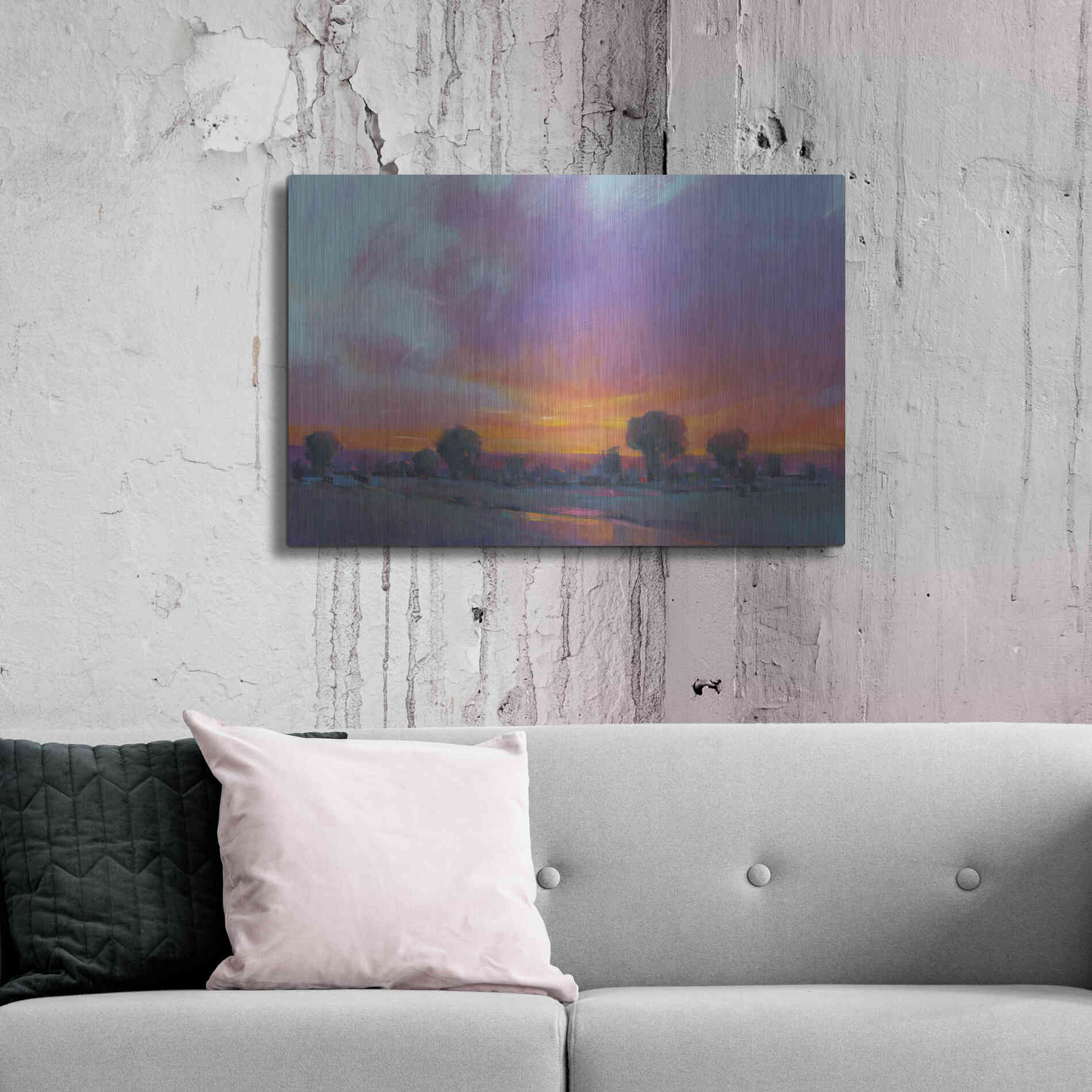 Luxe Metal Art 'Fiery Sunset I' by Tim O'Toole, Metal Wall Art,36x24