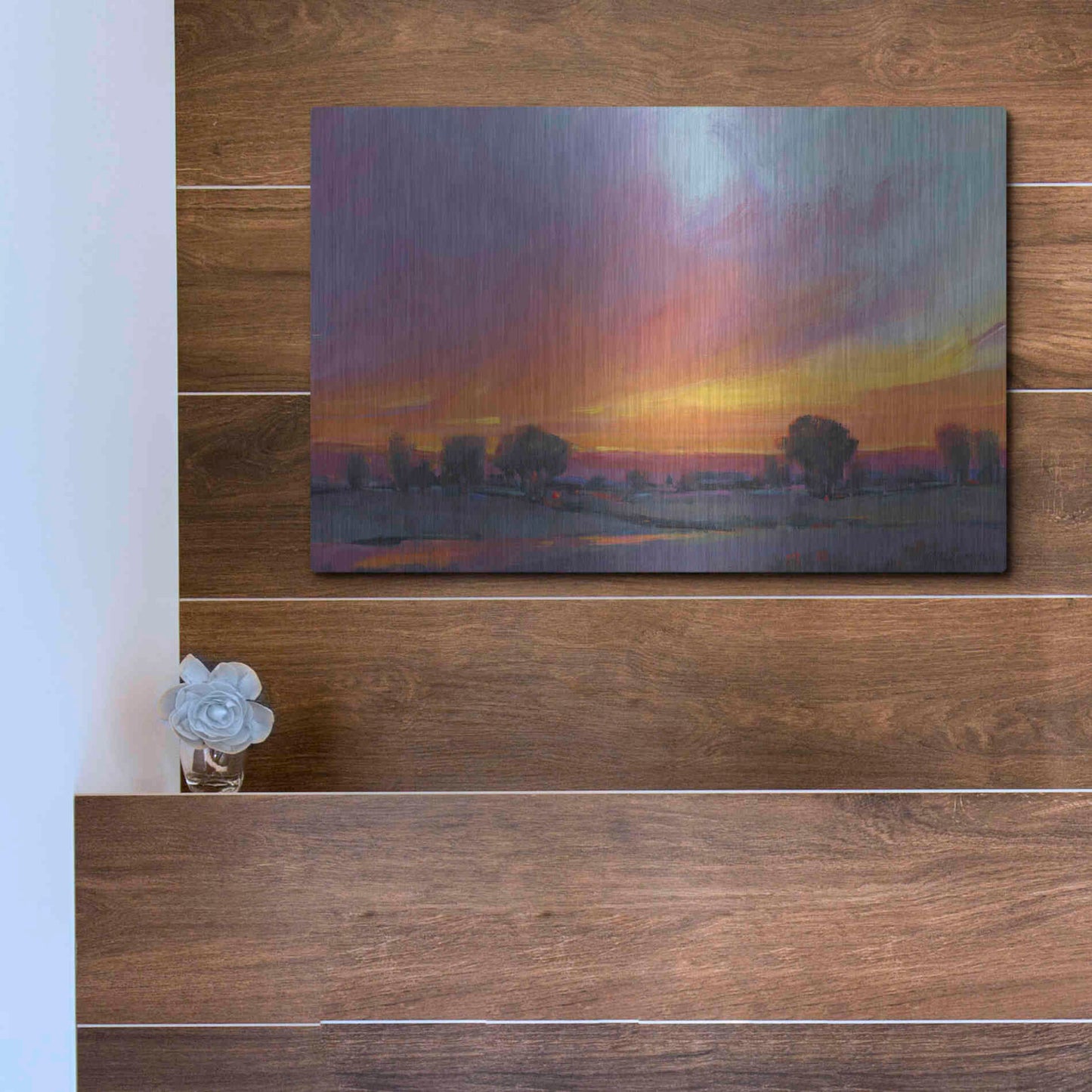 Luxe Metal Art 'Fiery Sunset II' by Tim O'Toole, Metal Wall Art,16x12