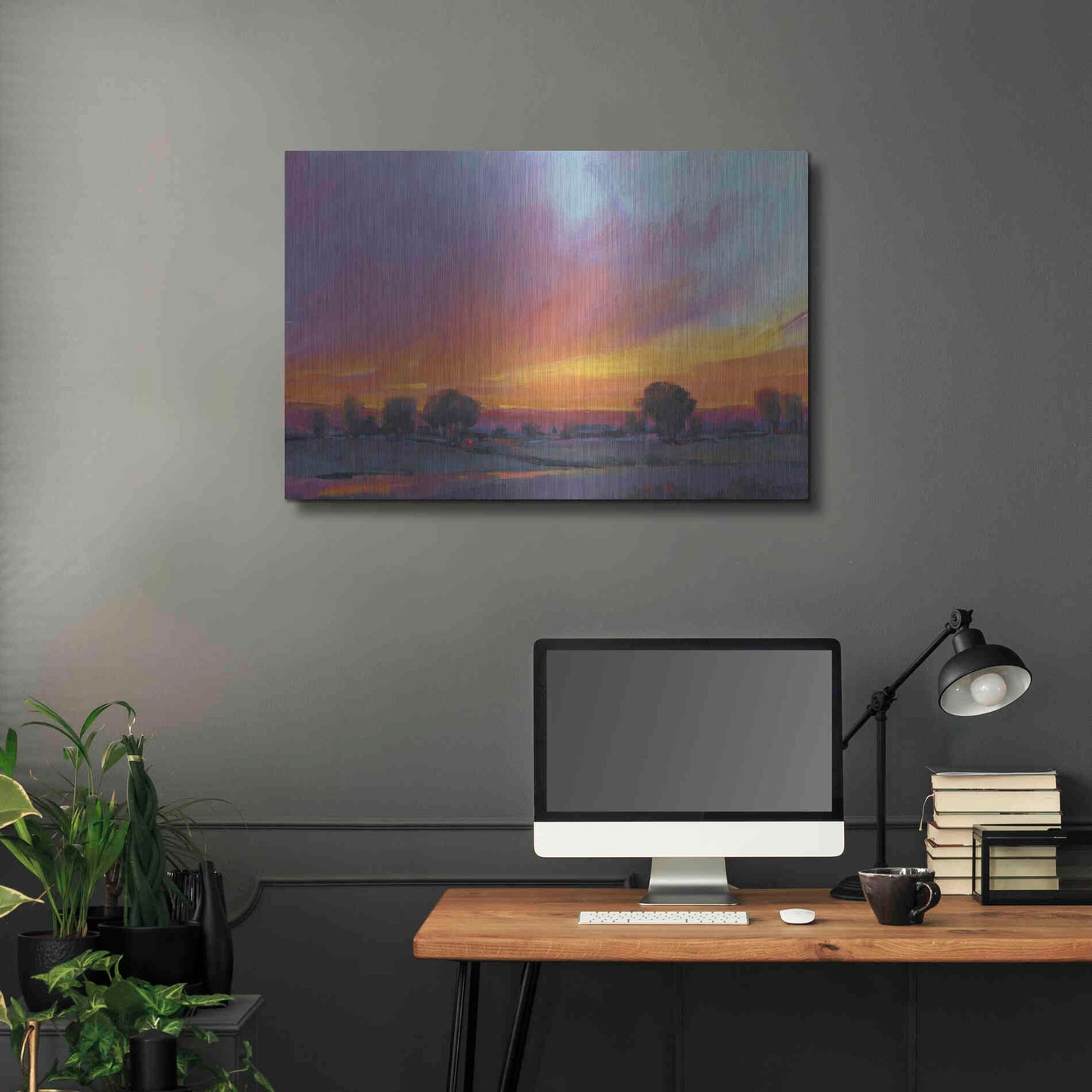 Luxe Metal Art 'Fiery Sunset II' by Tim O'Toole, Metal Wall Art,36x24