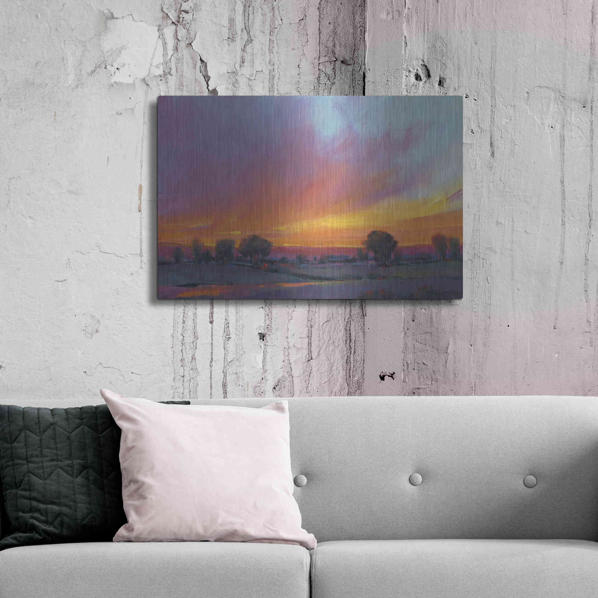 Luxe Metal Art 'Fiery Sunset II' by Tim O'Toole, Metal Wall Art,36x24