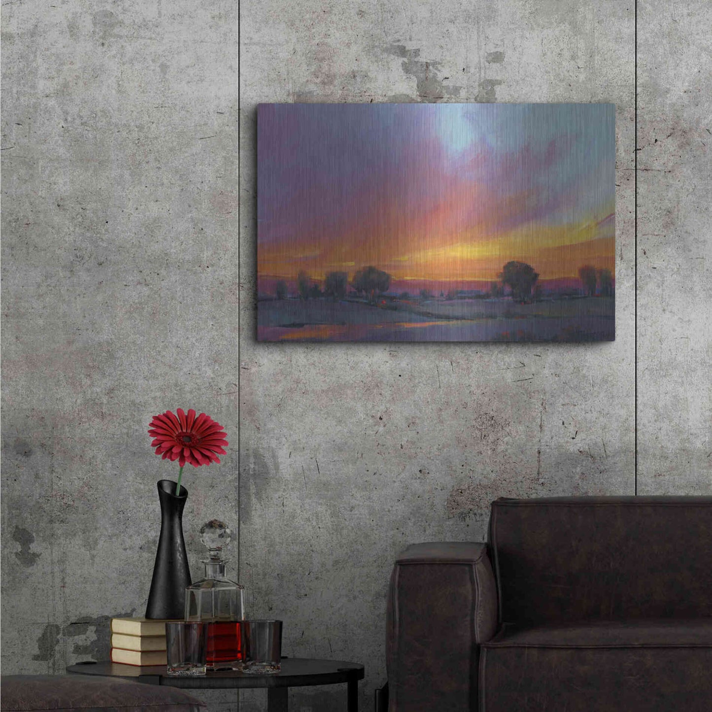 Luxe Metal Art 'Fiery Sunset II' by Tim O'Toole, Metal Wall Art,36x24