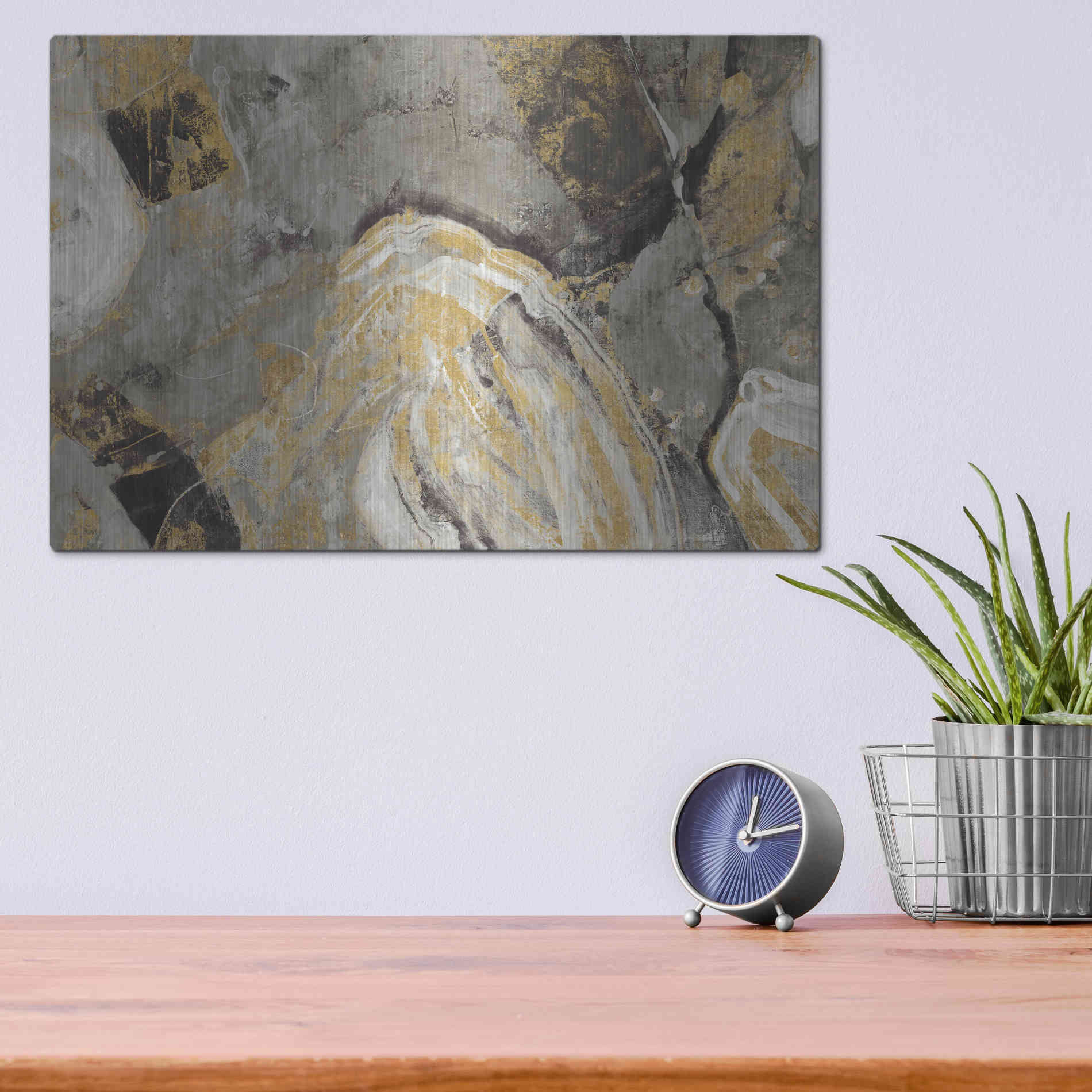 Luxe Metal Art 'Painted Desert Phoenix Neutral' by Albena Hristova, Metal Wall Art,16x12