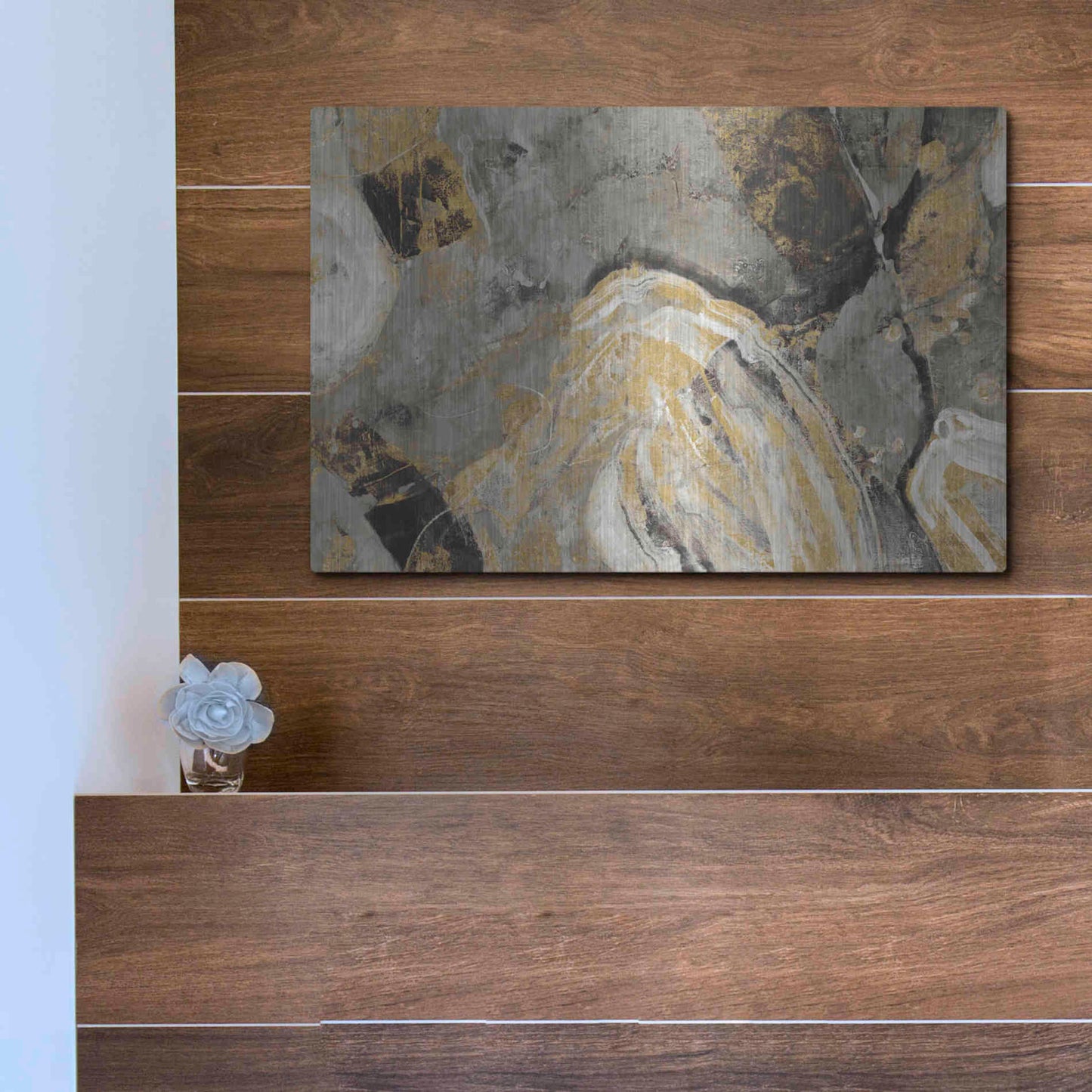 Luxe Metal Art 'Painted Desert Phoenix Neutral' by Albena Hristova, Metal Wall Art,16x12