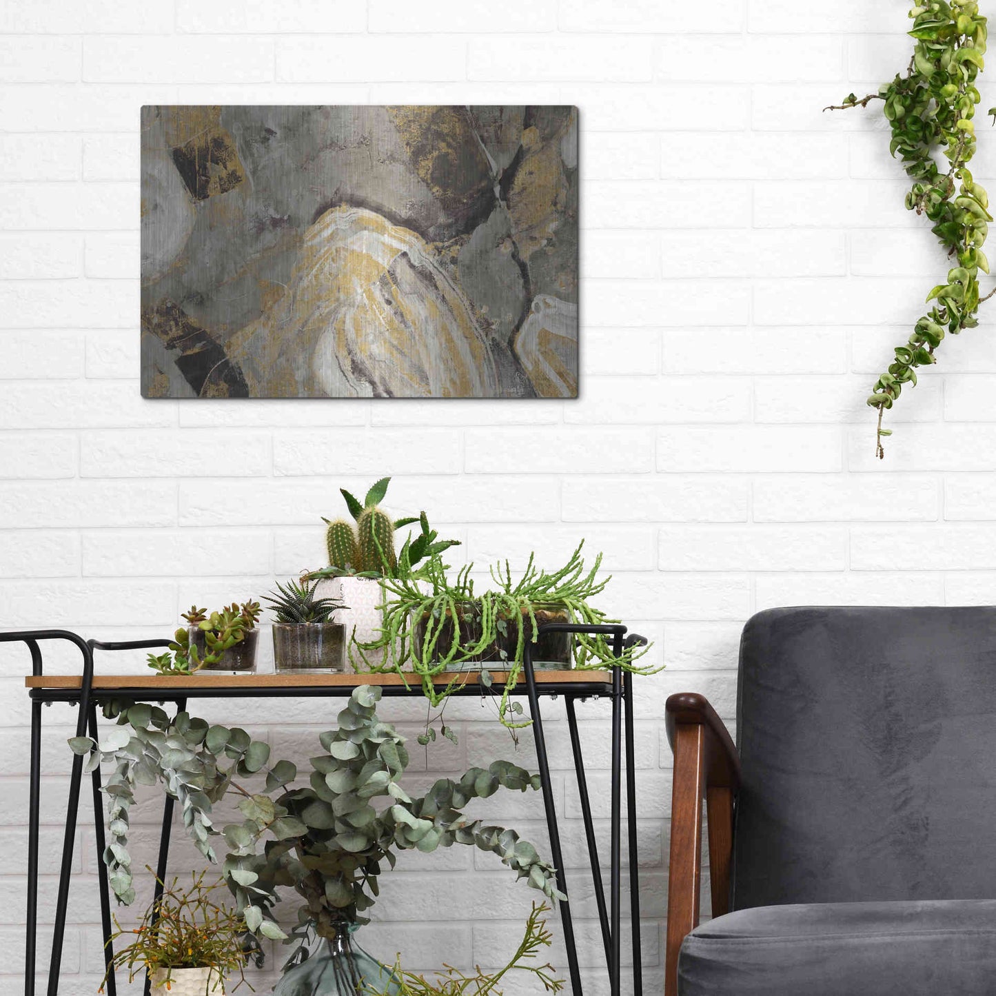 Luxe Metal Art 'Painted Desert Phoenix Neutral' by Albena Hristova, Metal Wall Art,16x12