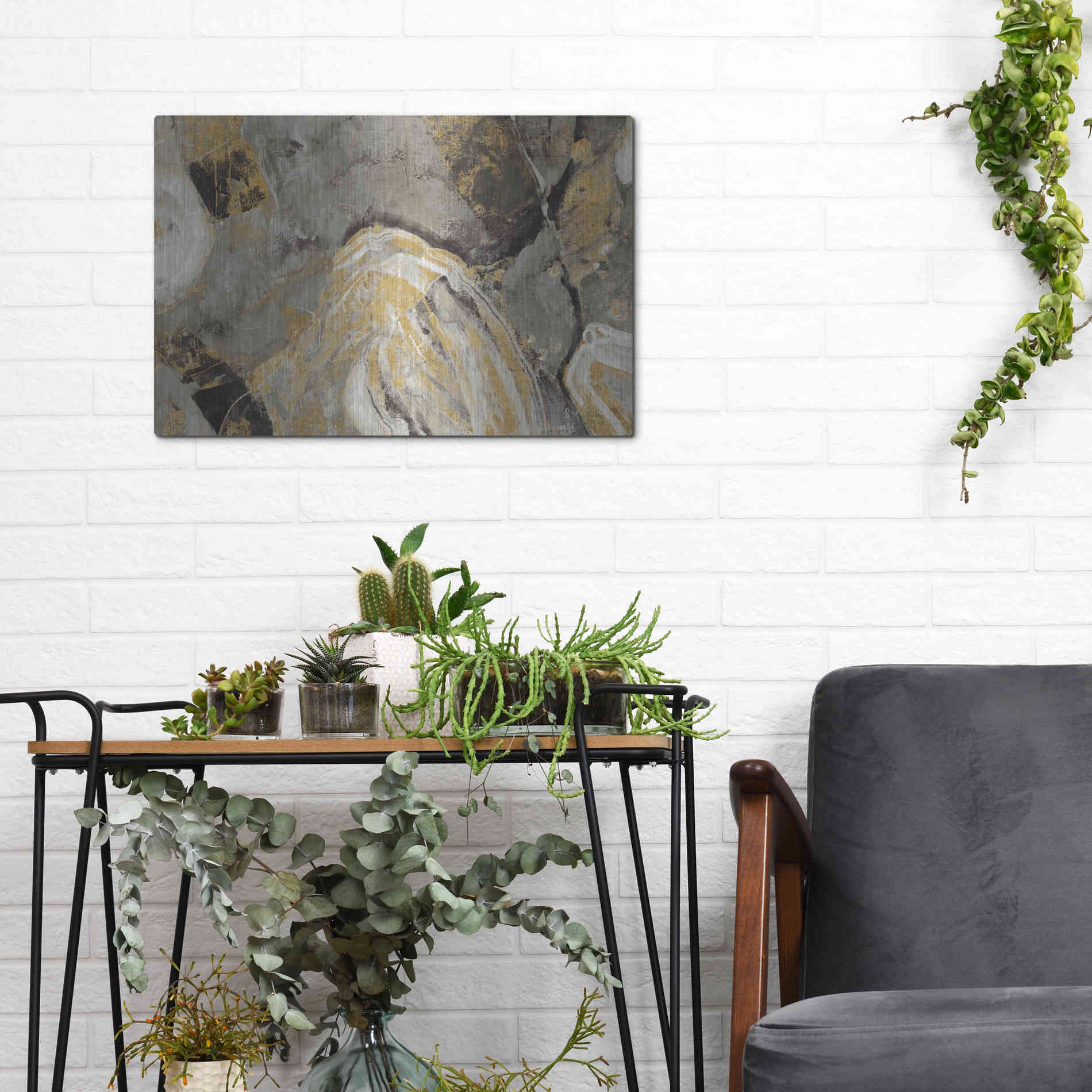Luxe Metal Art 'Painted Desert Phoenix Neutral' by Albena Hristova, Metal Wall Art,16x12
