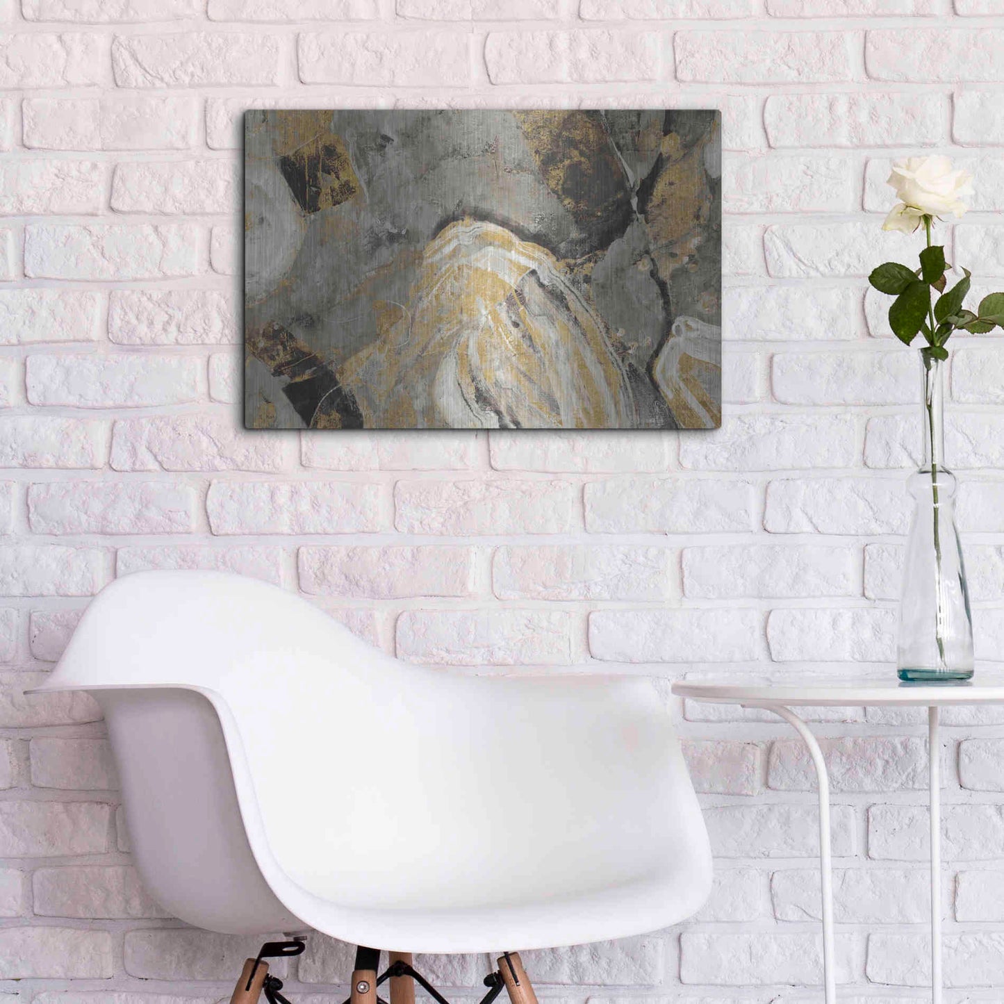 Luxe Metal Art 'Painted Desert Phoenix Neutral' by Albena Hristova, Metal Wall Art,24x16