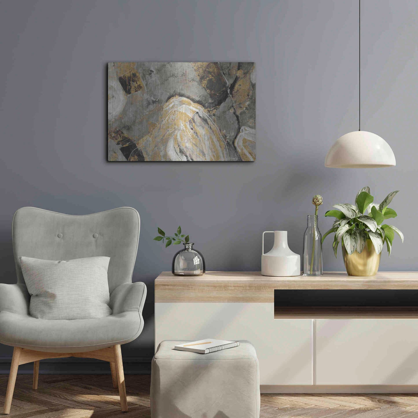 Luxe Metal Art 'Painted Desert Phoenix Neutral' by Albena Hristova, Metal Wall Art,24x16