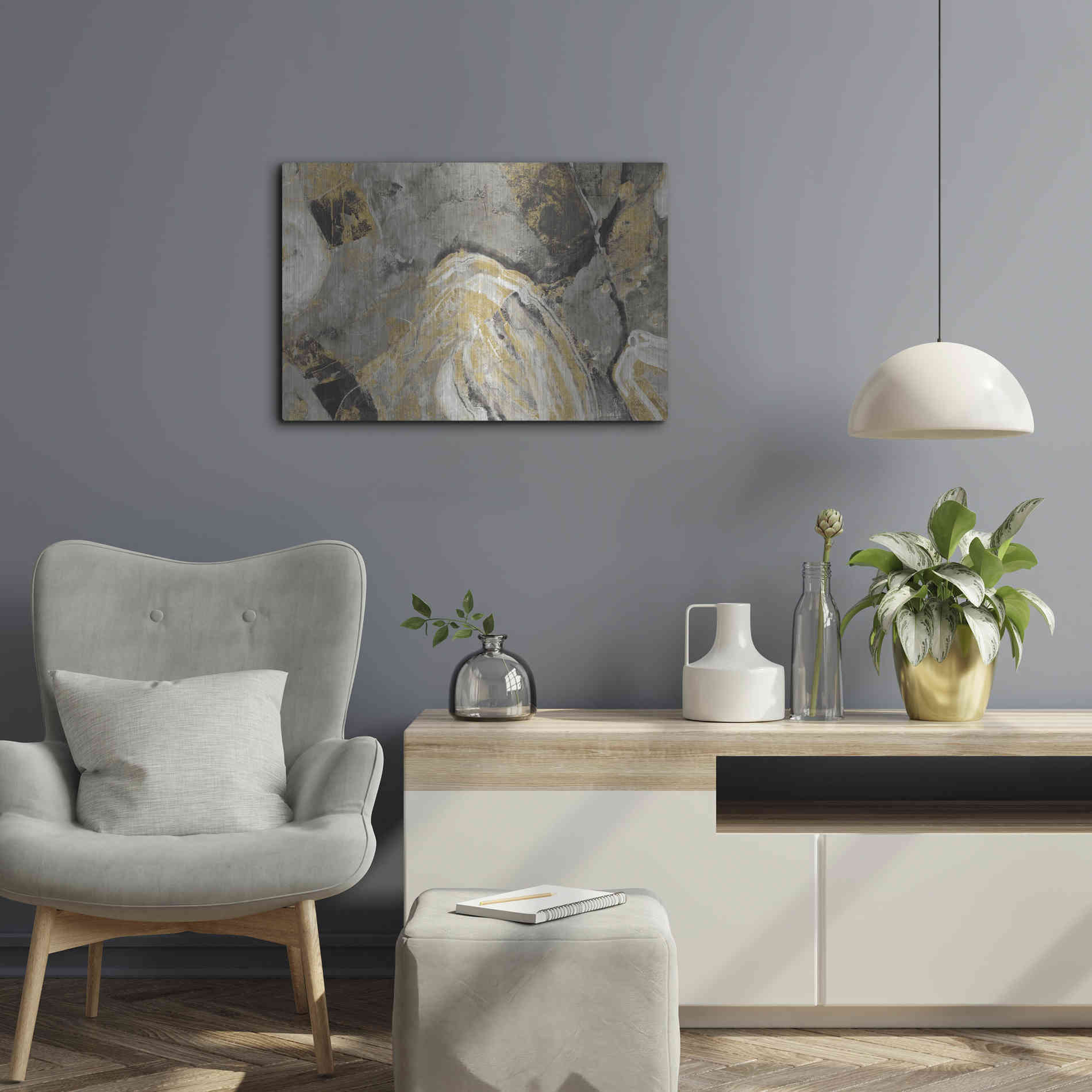 Luxe Metal Art 'Painted Desert Phoenix Neutral' by Albena Hristova, Metal Wall Art,24x16