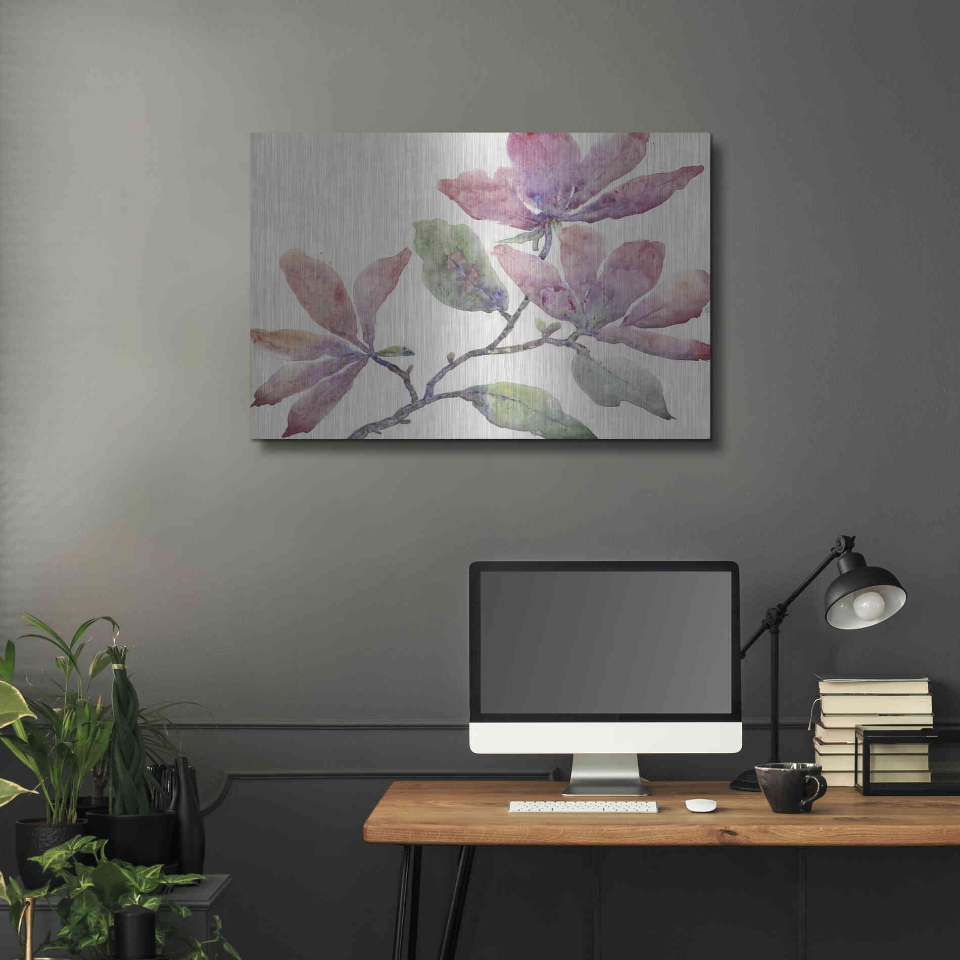 Luxe Metal Art 'Flowering Branch I' by Tim O'Toole, Metal Wall Art,36x24